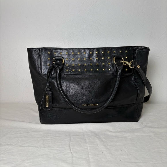 TIGNANELLO Black Leather Studded Tote Bag - Picture 11 of 16